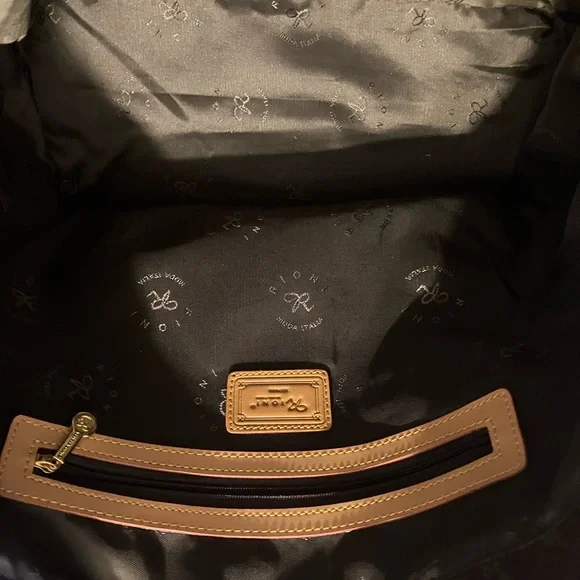 Rioni Dark Brown and Tan Tote Bag from Italy - Picture 6 of 14